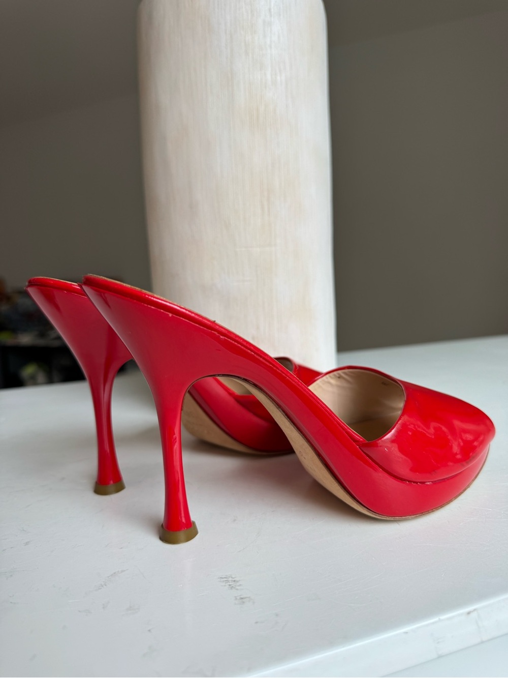 Giuseppe Zanotti Design Red Patent Leather Peep-Toe Mules – Size 38.5 - Picture 2 of 12
